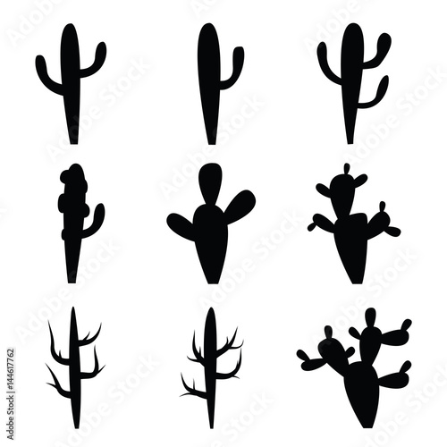 Black silhouettes of cactus