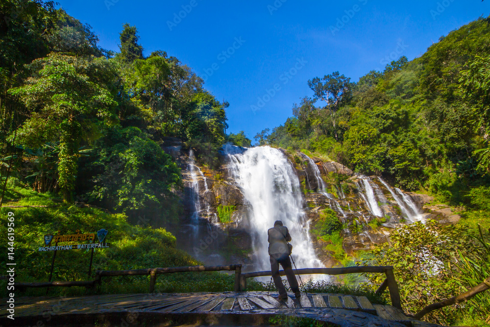 Fototapeta premium Wachiratharn Waterfall in Doi Inthanon National Park in Chiang Mai Thailand