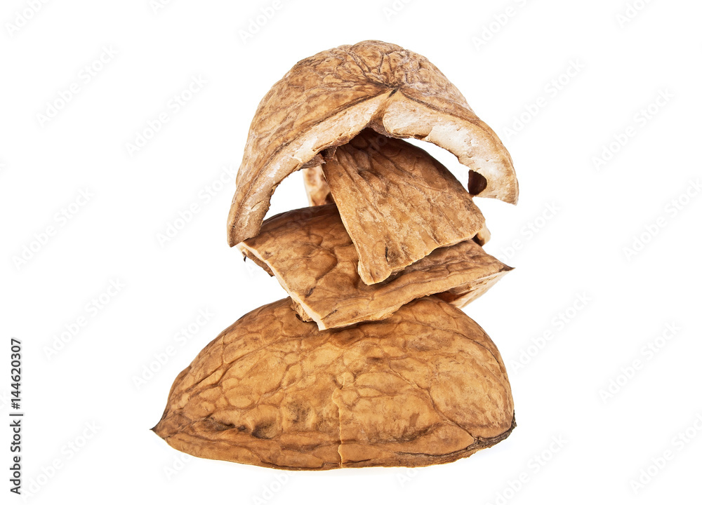 Walnut shell isolated on white background Walnut shell isolated on white background