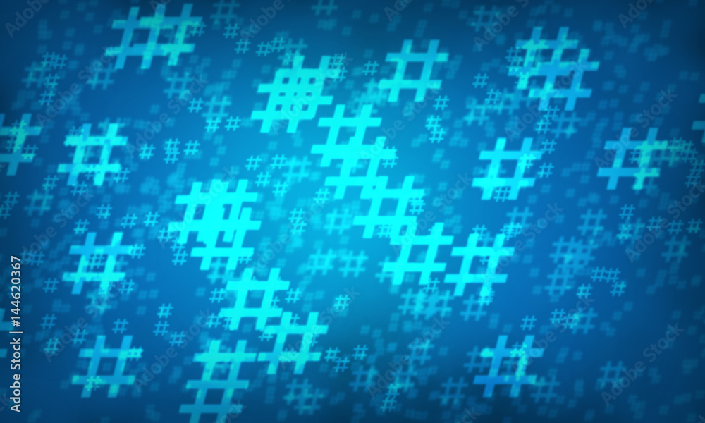 Blue hashtag random pattern background.