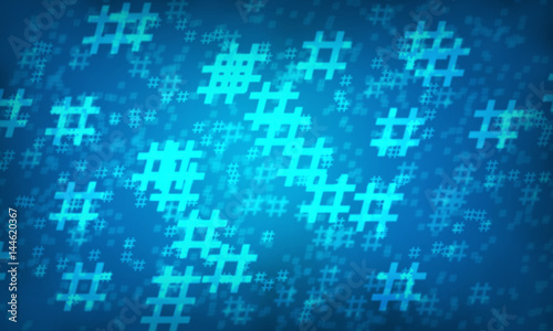Blue hashtag random pattern background.