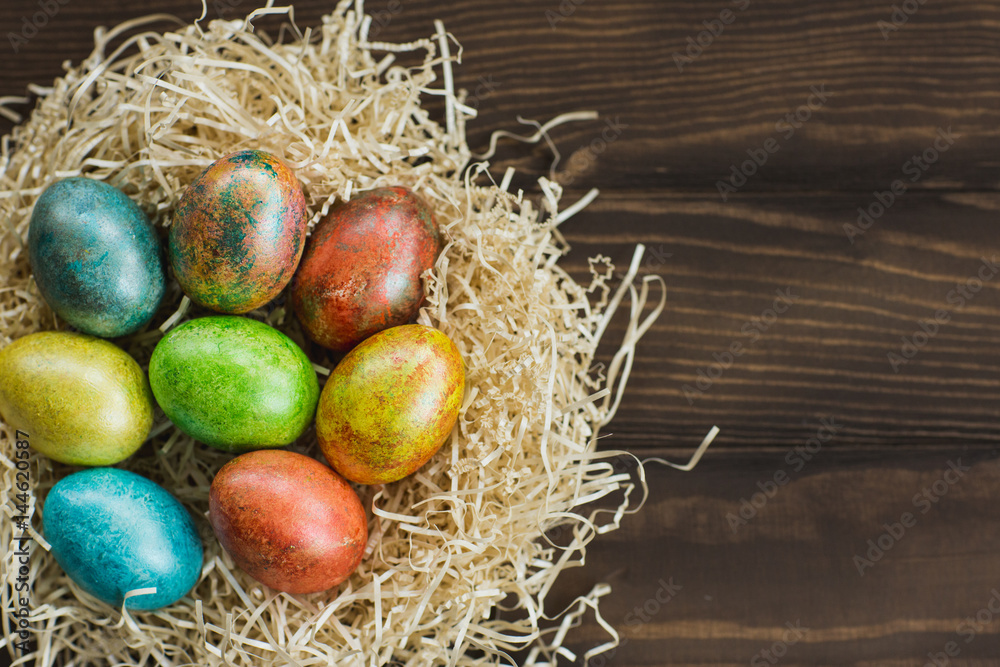 Easter eggs on wooden background Easter eggs on wooden background