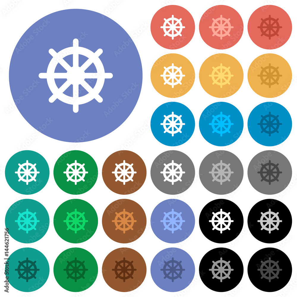 Steering wheel round flat multi colored icons