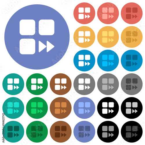 Component fast forward round flat multi colored icons
