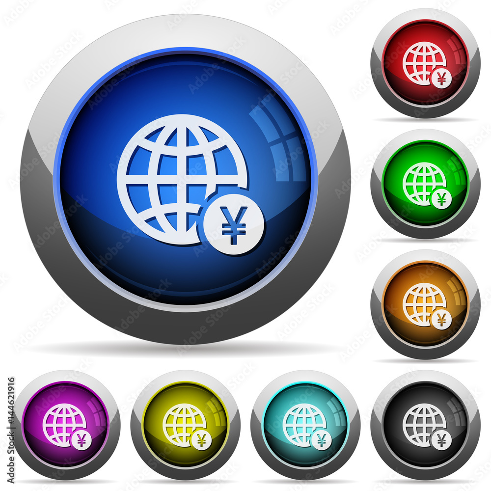 Online Yen payment round glossy buttons Online Yen payment round glossy buttons