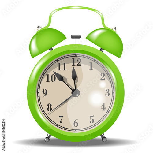 Green Alarm Clock. Vector illustration
