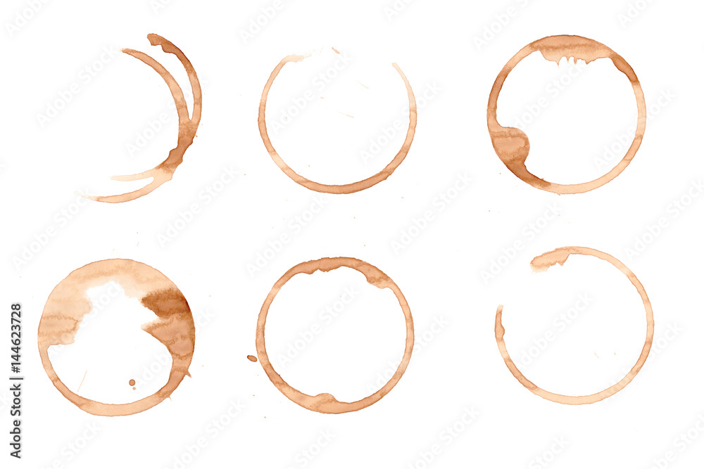 Stains of coffee and tea cup isolated on white background Stains of coffee and tea cup isolated on white background