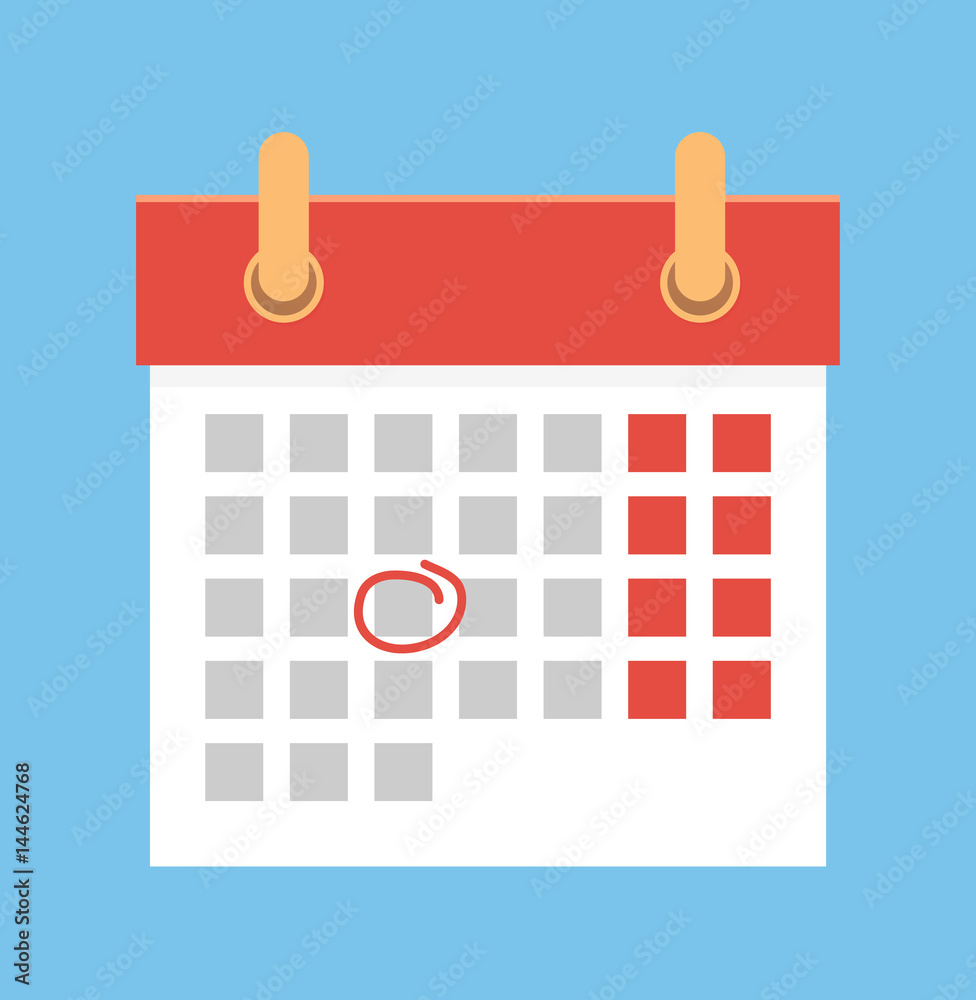 Calendar with important date. Vector flat cartoon illustration Calendar with important date. Vector flat cartoon illustration