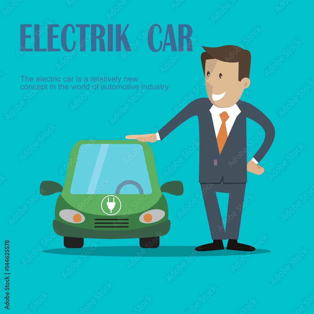 Obraz premium a man stands near electric car