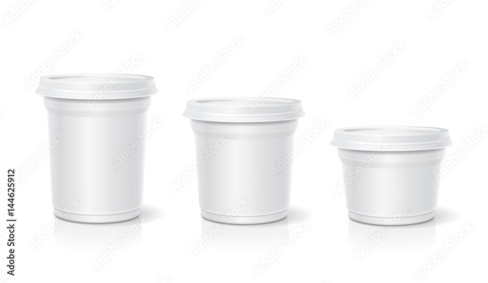 White blank container for dessert, yogurt, ice cream, Vector set White blank container for dessert, yogurt, ice cream, Vector set