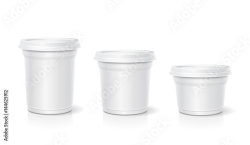 White blank container for dessert, yogurt, ice cream, Vector set