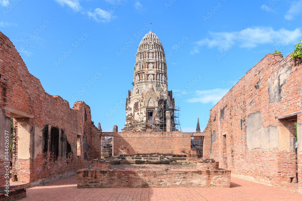 Ancient stupa at Wat Ratcha Burana temple, Ayutthaya, Thailand