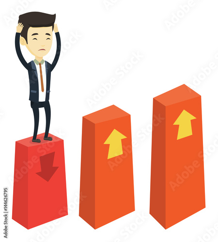Bankrupt on chart going down vector illustration.