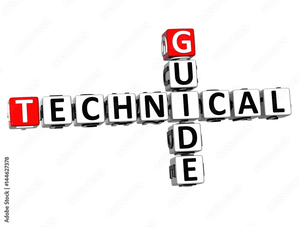 3D Technical Guide Crossword on white background 3D Technical Guide Crossword on white background