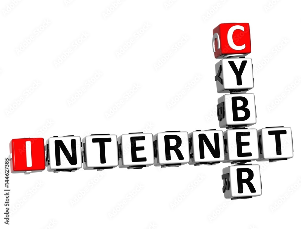 3D Internet Cyber Crossword on white background 3D Internet Cyber Crossword on white background