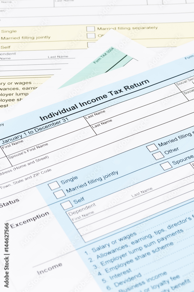 Tax form; document are mock-up Tax form; document are mock-up