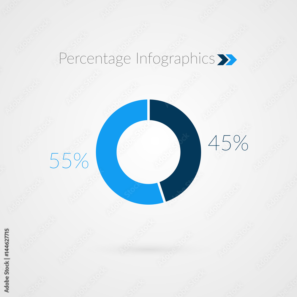 45 55 Percent Blue Pie Chart Symbol Percentage Vector Infographics 