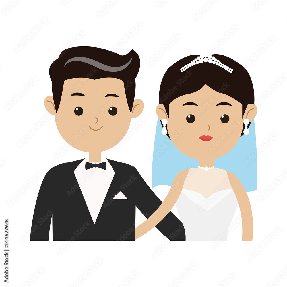 wedding couple cartoon icon over white background. colorful design. vector illustration wedding couple cartoon icon over white background. colorful design. vector illustration