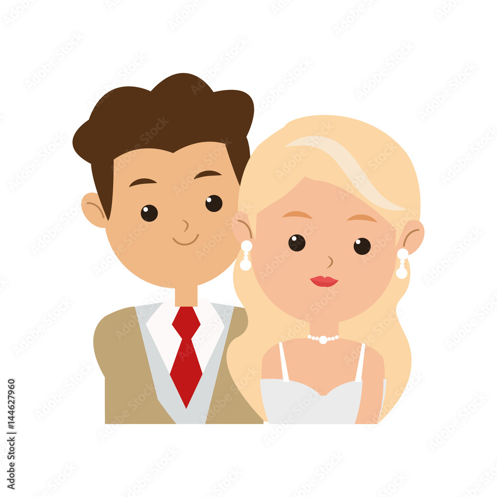 wedding couple cartoon icon over white background. colorful design. vector illustration wedding couple cartoon icon over white background. colorful design. vector illustration