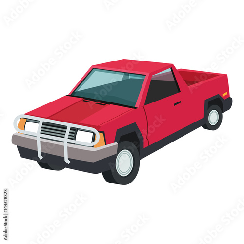 red pickup icon over white background. colorful design. vector illustration