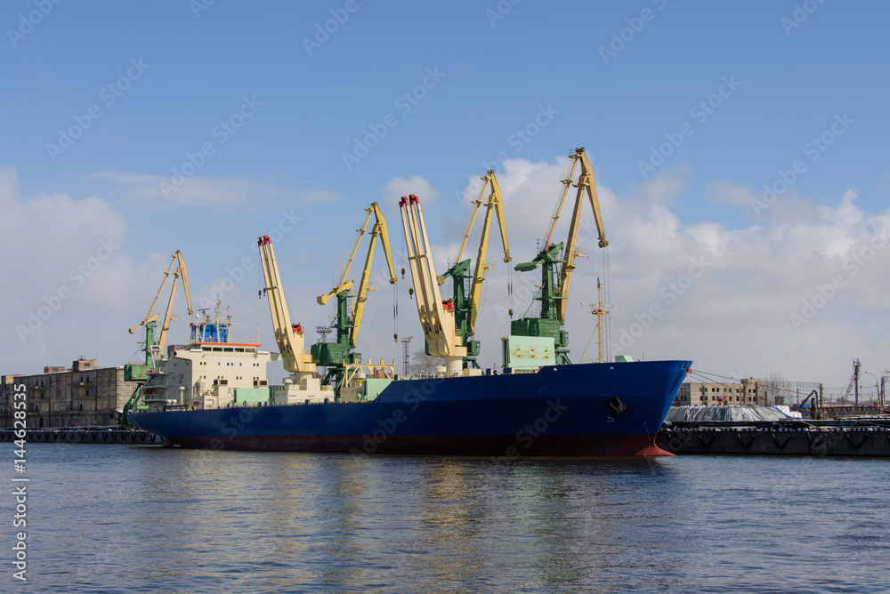 Cargo vessel moored