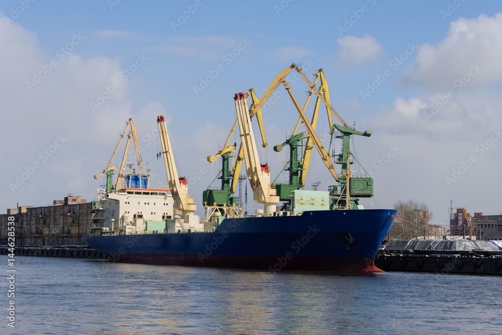 Cargo vessel moored