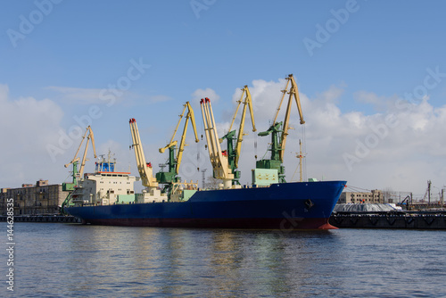 Cargo vessel moored