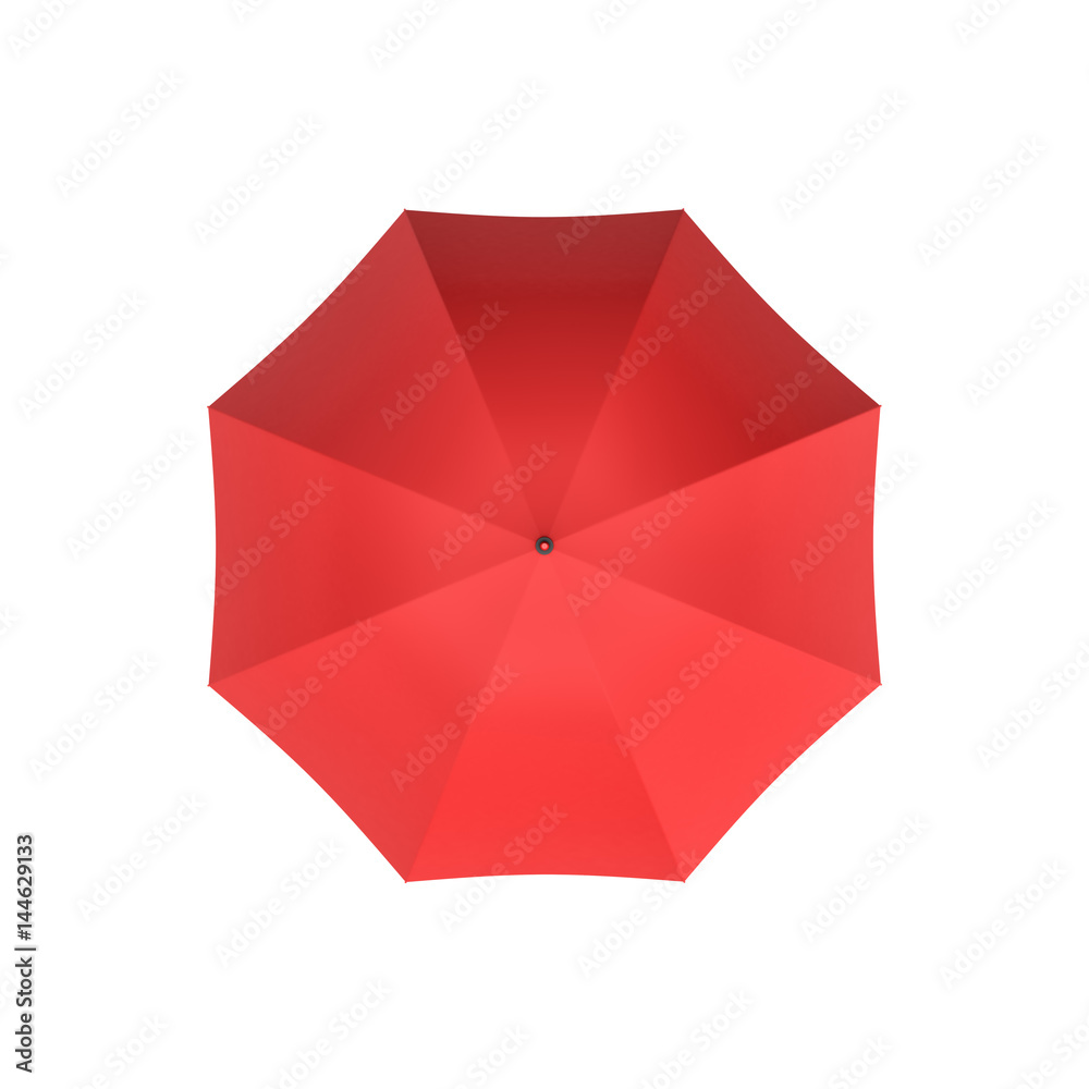 3d rendering of an open red umbrella isolated on white background. 3d rendering of an open red umbrella isolated on white background.