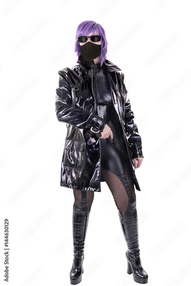 Sexy woman killer isolated on white background. Sexy woman killer isolated on white background.