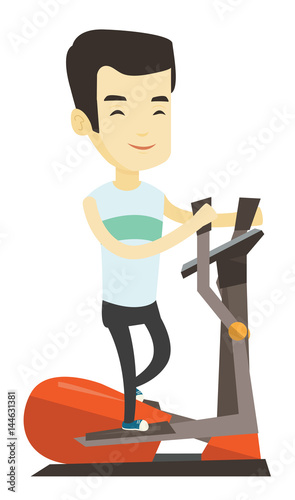 Man exercising on elliptical trainer.