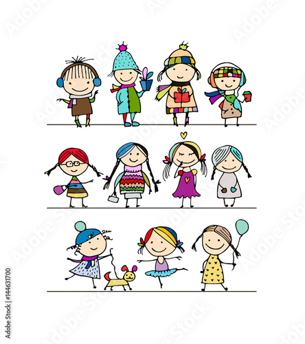 Art children set, sketch for your design