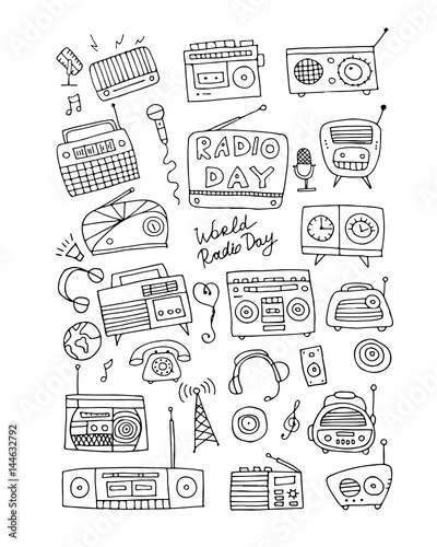 Vintage radio set, sketch for your design