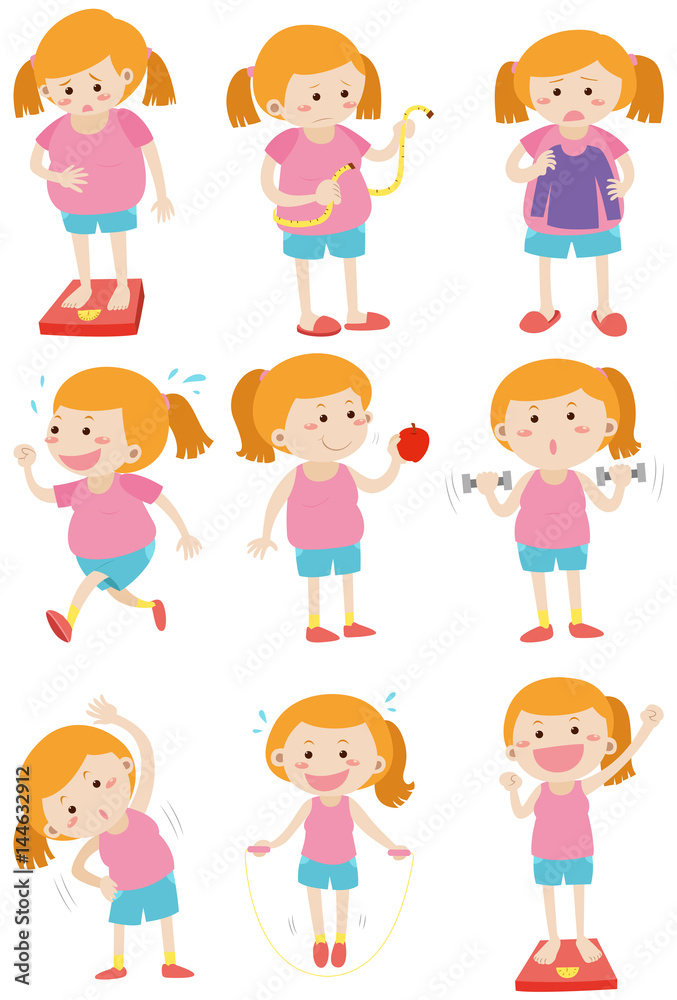 Woman doing activities for losing weight Woman doing activities for losing weight