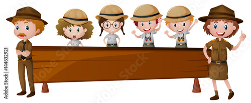 Wooden board with park rangers