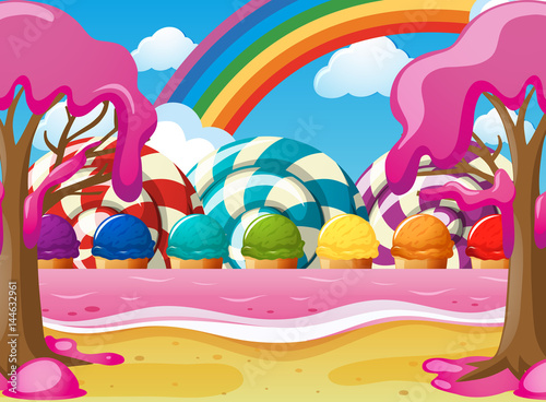 Scene with icecream and lolipops