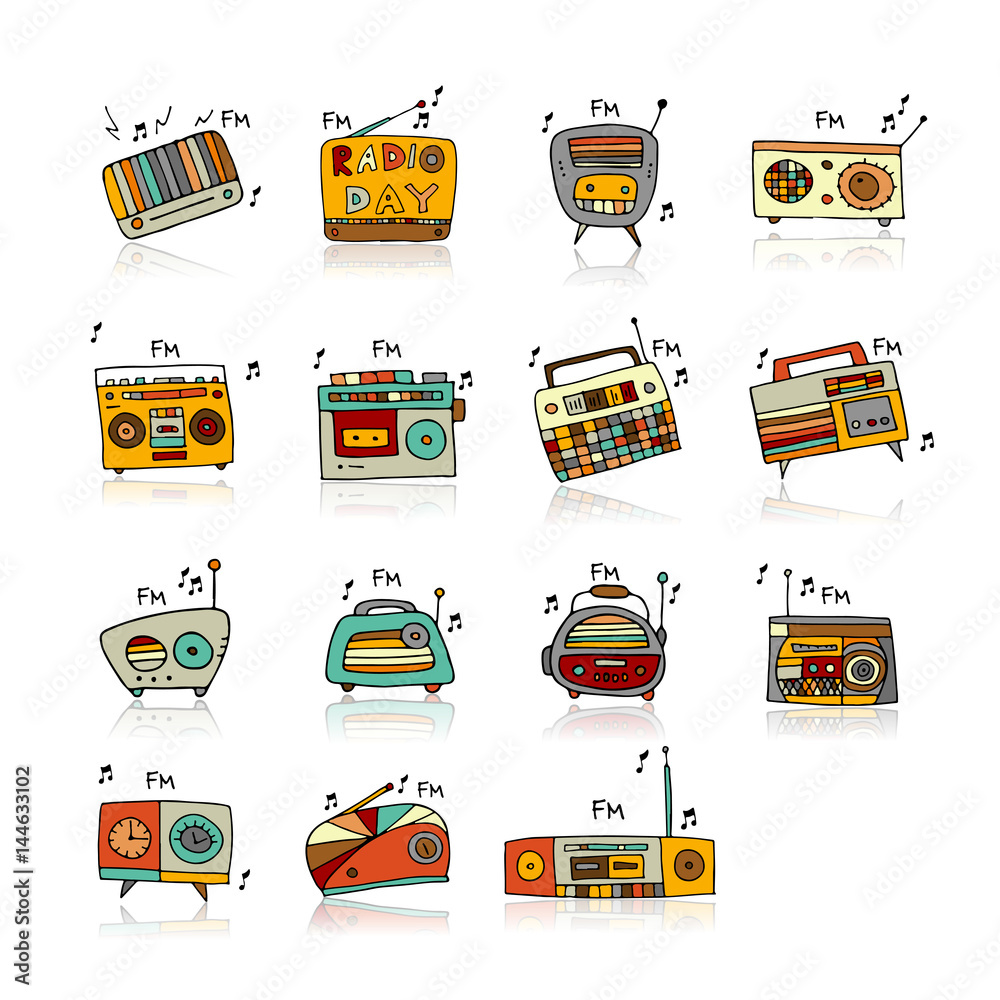 Vintage radio set, sketch for your design Stock Vector | Adobe Stock