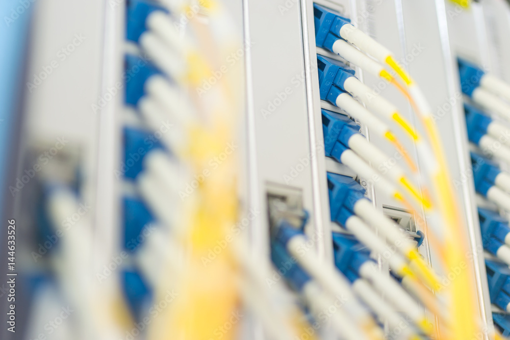 fiber optic with servers in a technology data center fiber optic with servers in a technology data center
