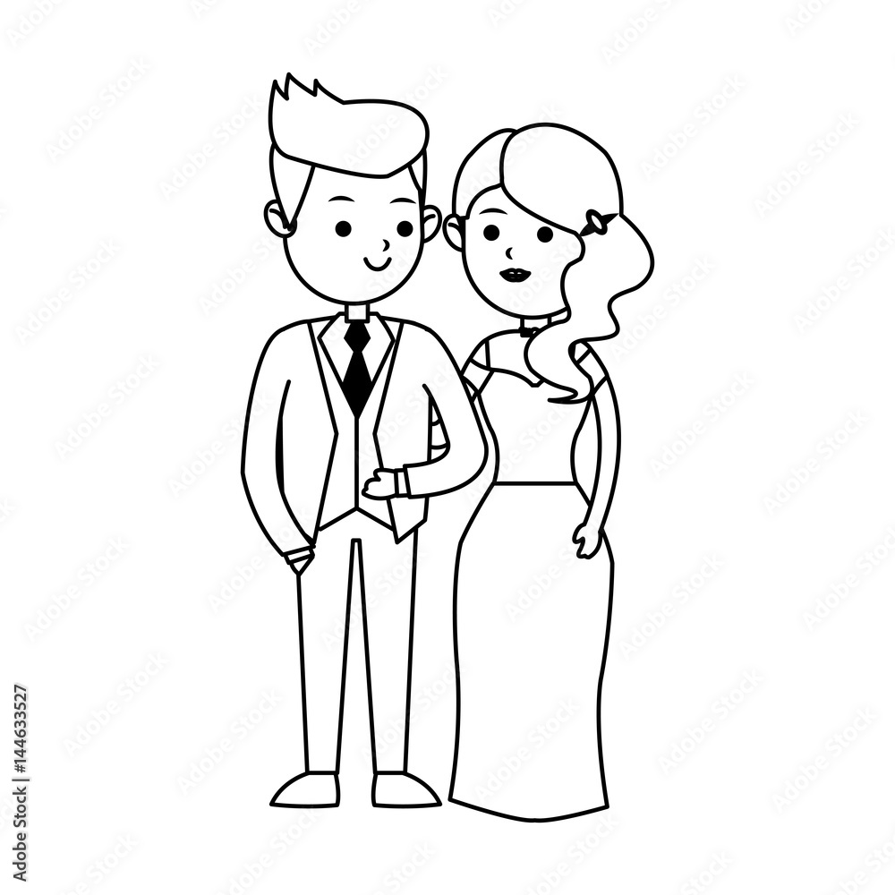 wedding couple cartoon icon over white background. vector illustration wedding couple cartoon icon over white background. vector illustration