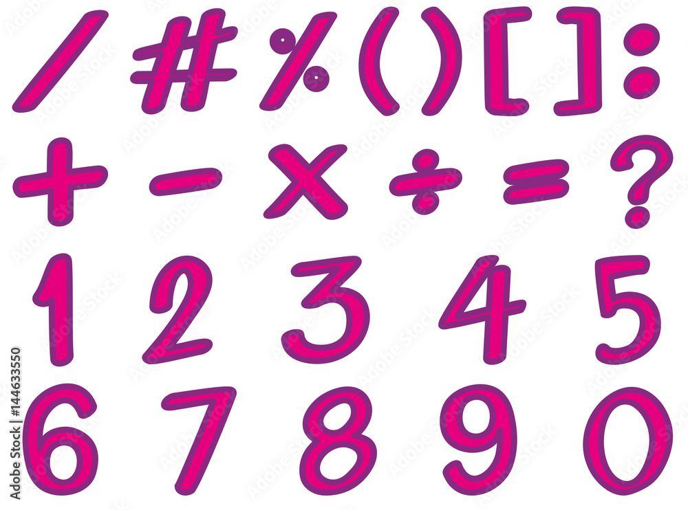 Font design for numbers and signs