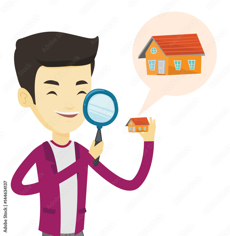 Man looking for house vector illustration. Man looking for house vector illustration.