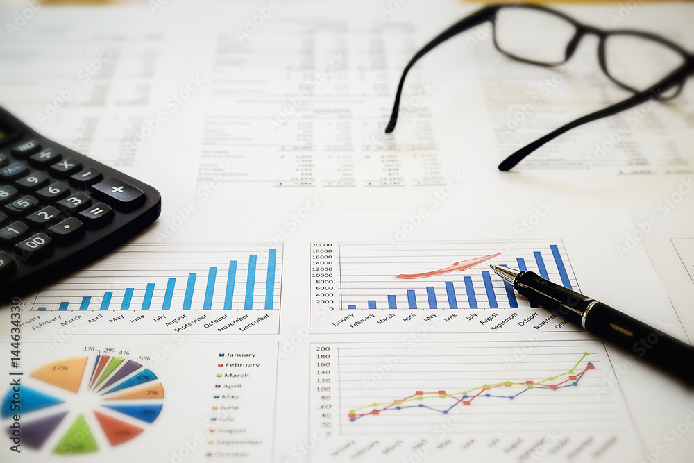 Showing business and financial report. Business finances and accounting concept Showing business and financial report. Business finances and accounting concept