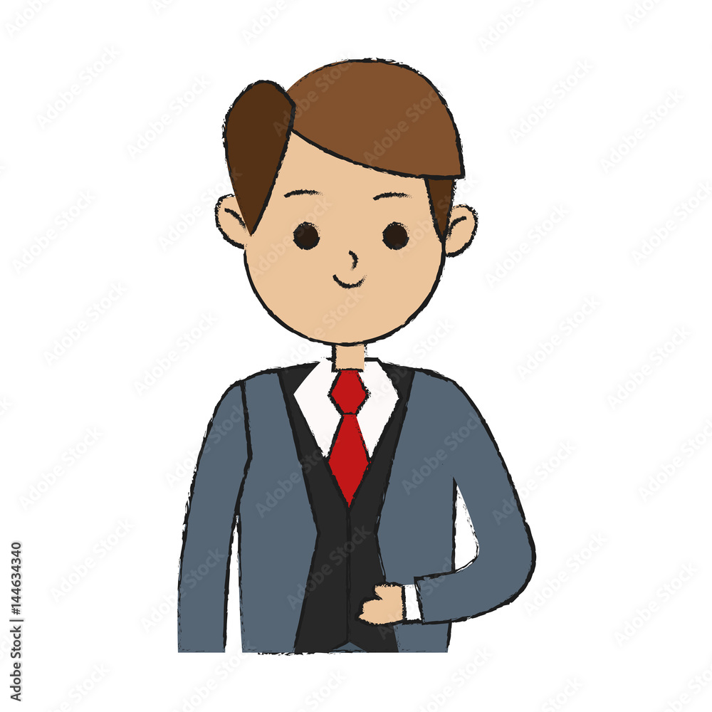 happy businessman cartoon icon over white background. vector illustration