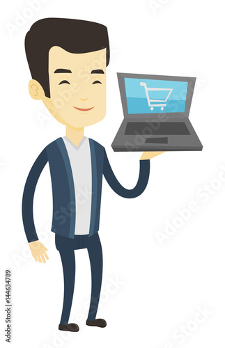Man shopping online vector illustration.
