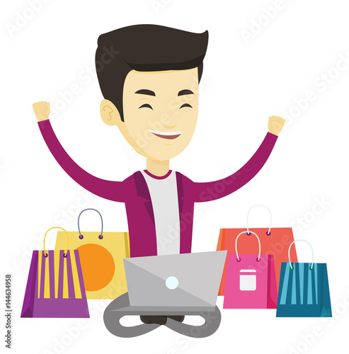Man shopping online vector illustration.