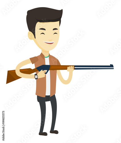 Hunter ready to hunt with hunting rifle.