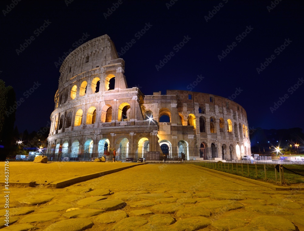 Colosseum illuminated in Rome.