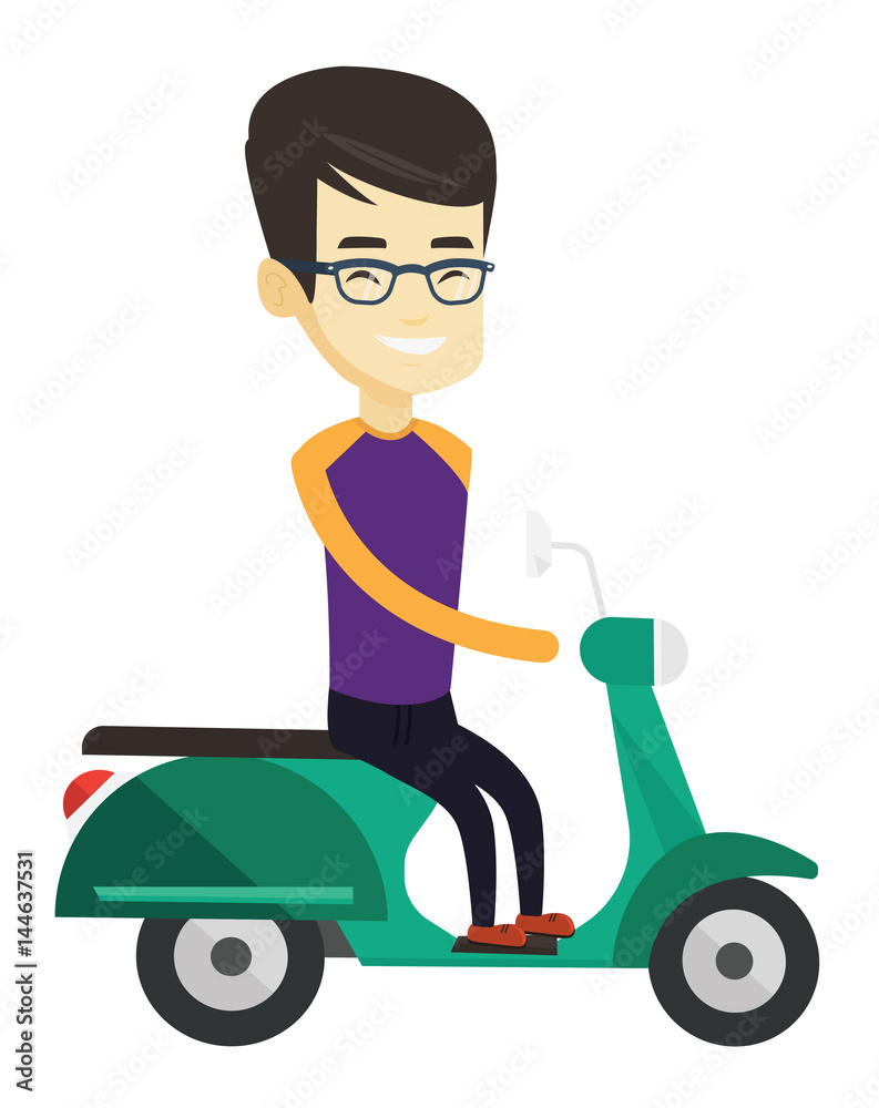 Man riding scooter vector illustration.