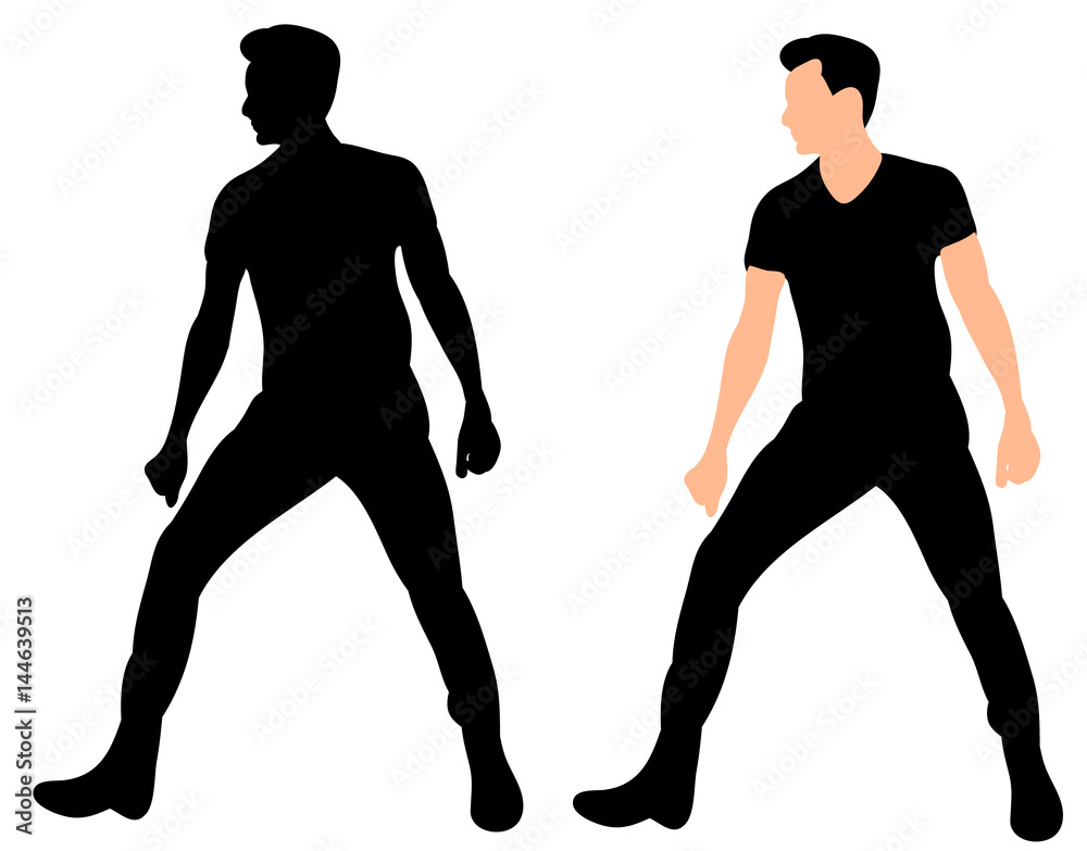 Vector illustration of a silhouette of a dancing guy