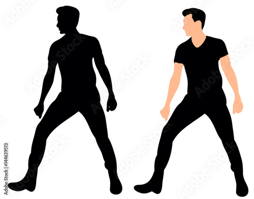 Vector illustration of a silhouette of a dancing guy