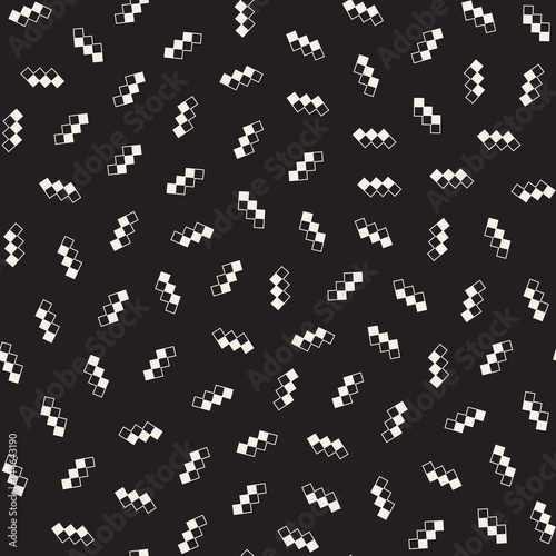 Seamless primitive jumble minimalism patterns. Randomly scattered geometric shapes. Abstract retro backgroun